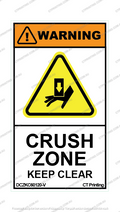 Warning Crush Zone Keep Clear Sticker