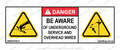 Be Aware of Overhead and Underground Services Sticker
