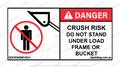 Crush Risk Do Not Stand Under Sticker
