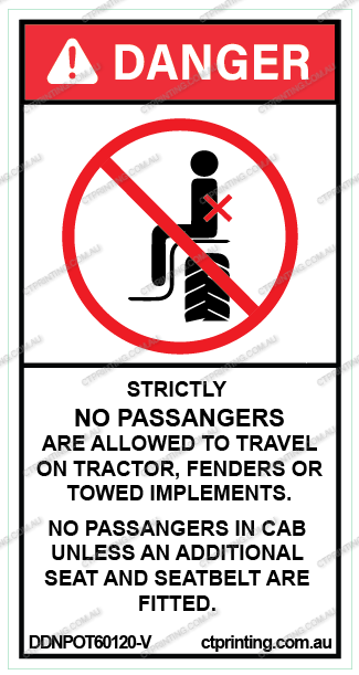 No Passengers on Tractor Sticker