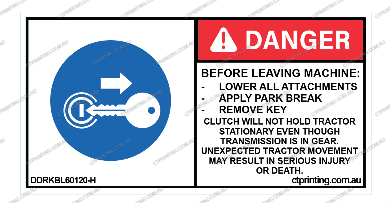 Remove Key Before Leaving Machine Sticker