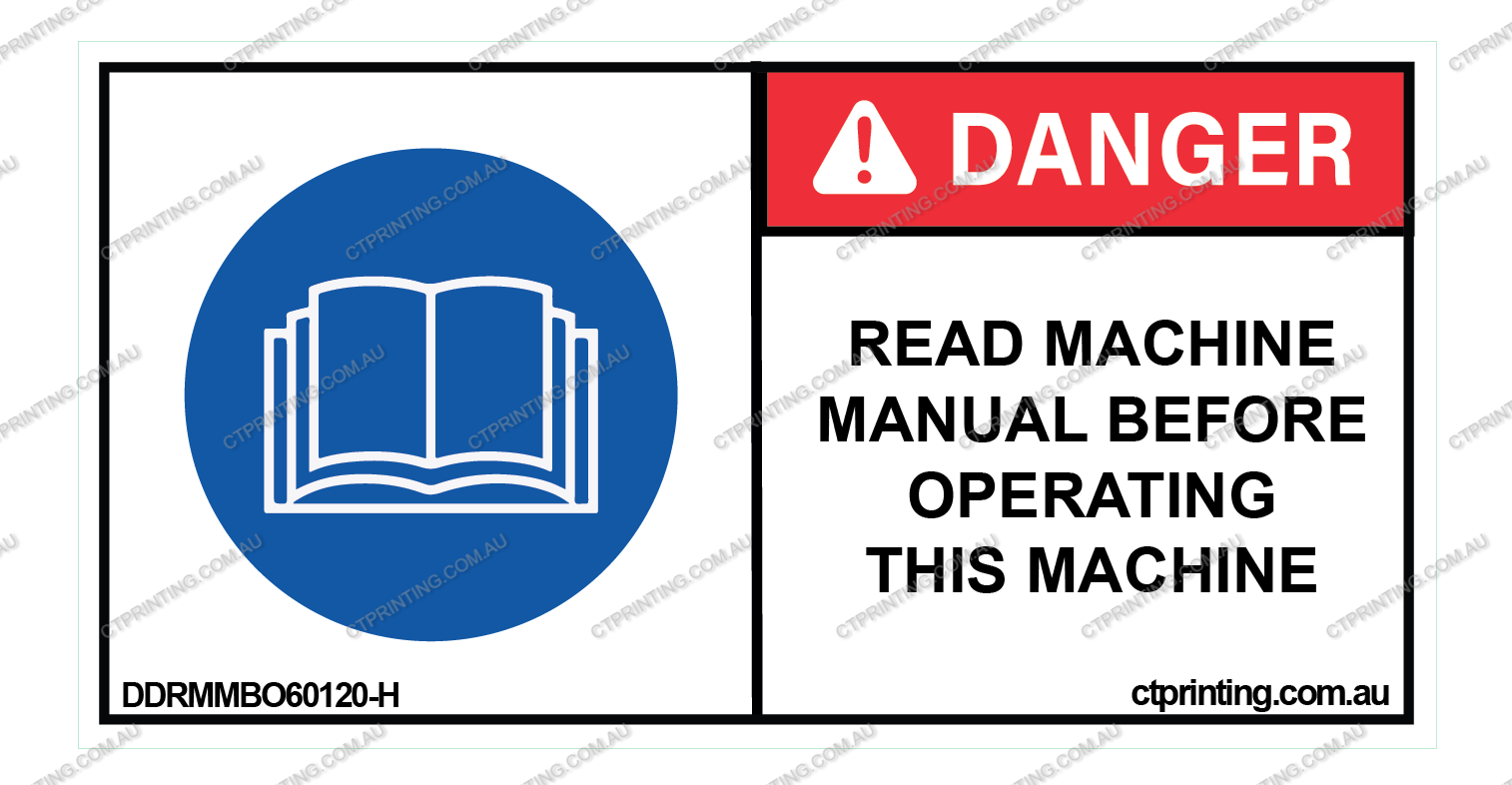 Read Machine Manual Before Operating Sticker
